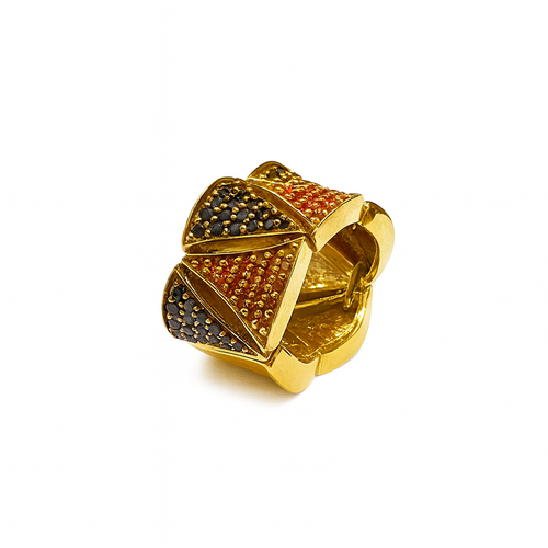 انگشتر نقره زنانه طرح ریو با نگینهای برلیان مشکی اصل و یاقوت قرمز اصل عیار نقره ۹۲۵ کپی