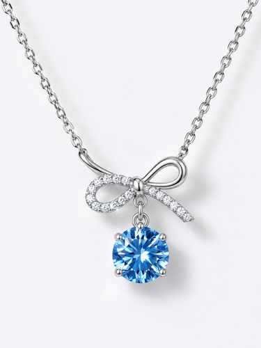 گردنبند نقره ۹۲۵ مدل “بلو ریبون” (Blue Ribbon) با تراش برلیان